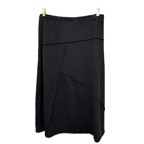 J.JILL Black Skirt XS Black Cotton Knit Casual Midi Pull on Elastic Waist - Picture 5 of 7